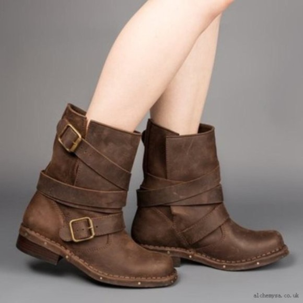 👢 Jeffrey Campbell Brit Biker Wrap Boots - Size 8